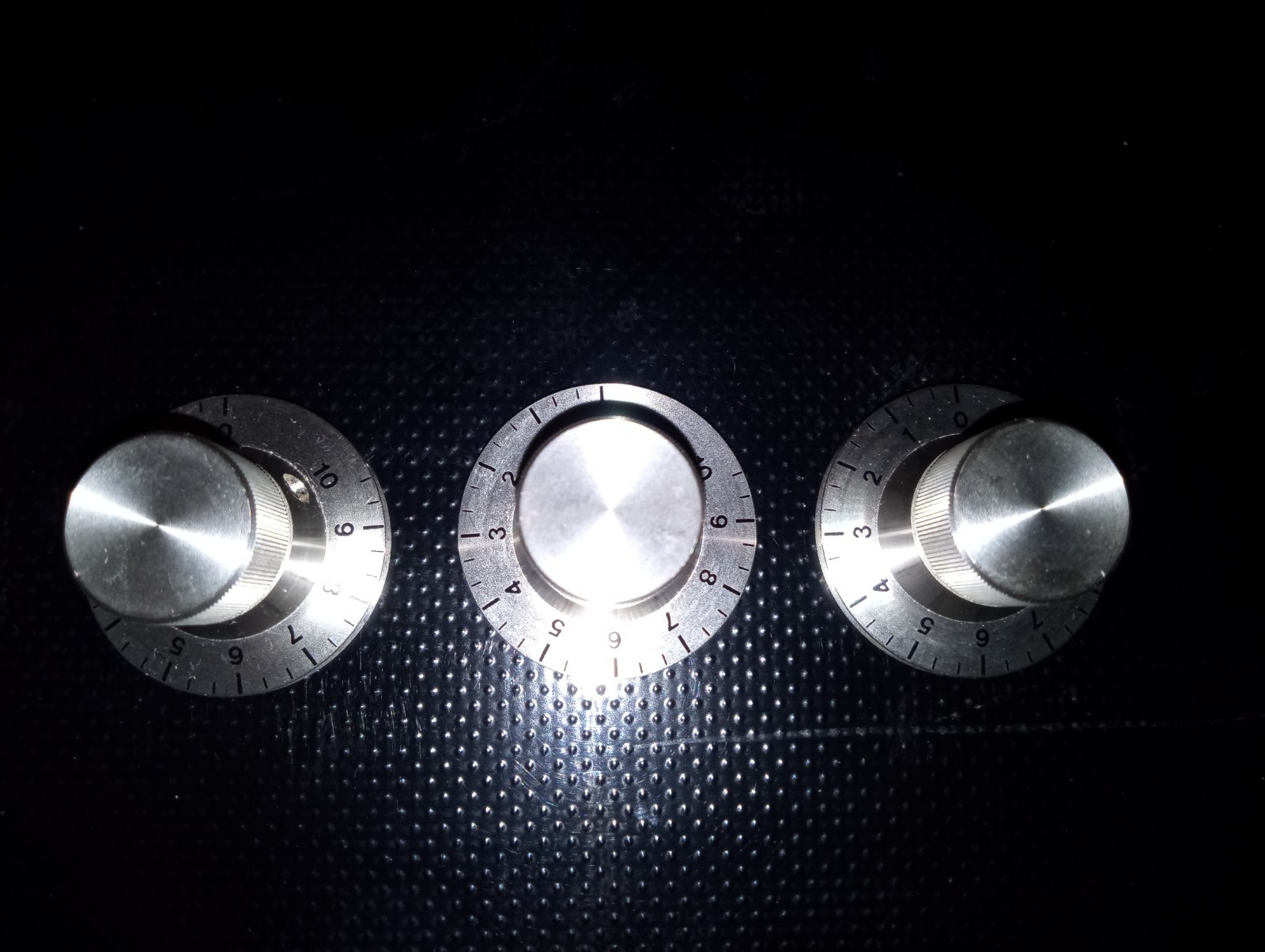 3 TASCAM Aluminum Knobs Volume Left Right Tape Deck 30mm Overall Width Set Screw