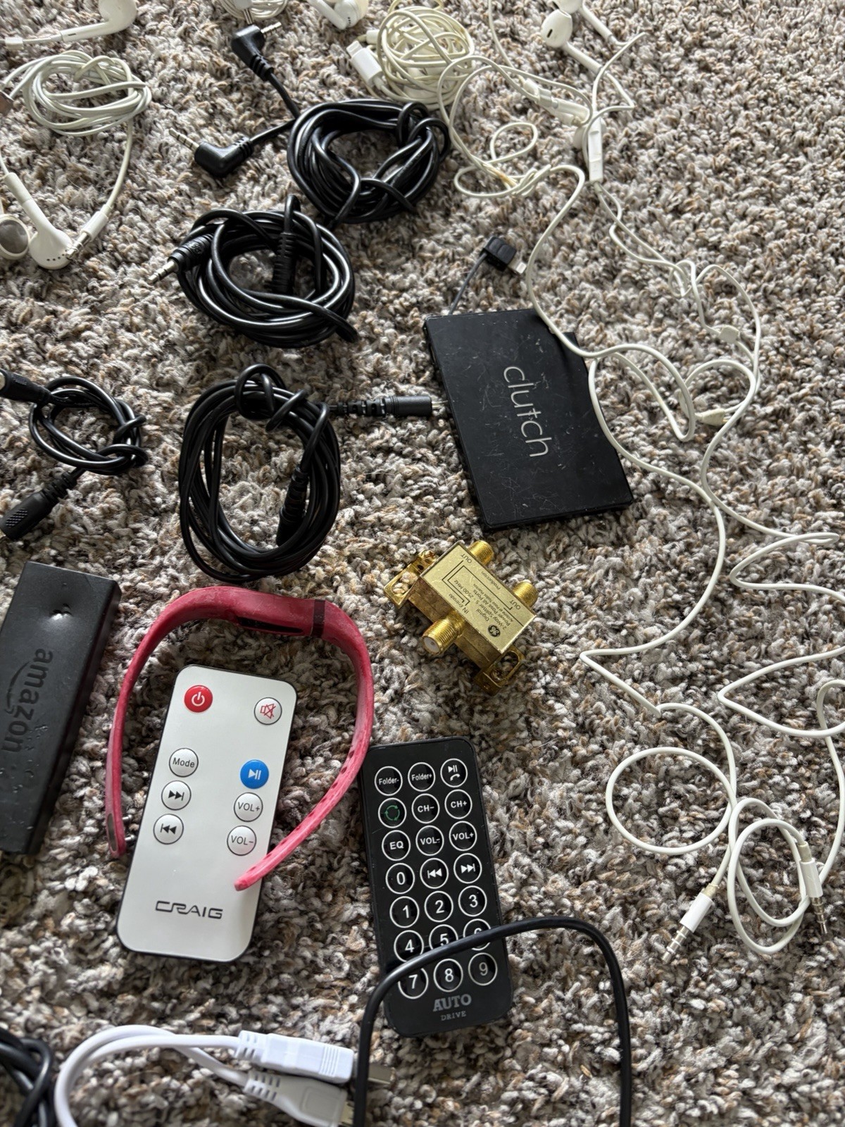 Electronics Junk Drawer Lot 40pcs Wires, Cables, Headphones Etc Untested