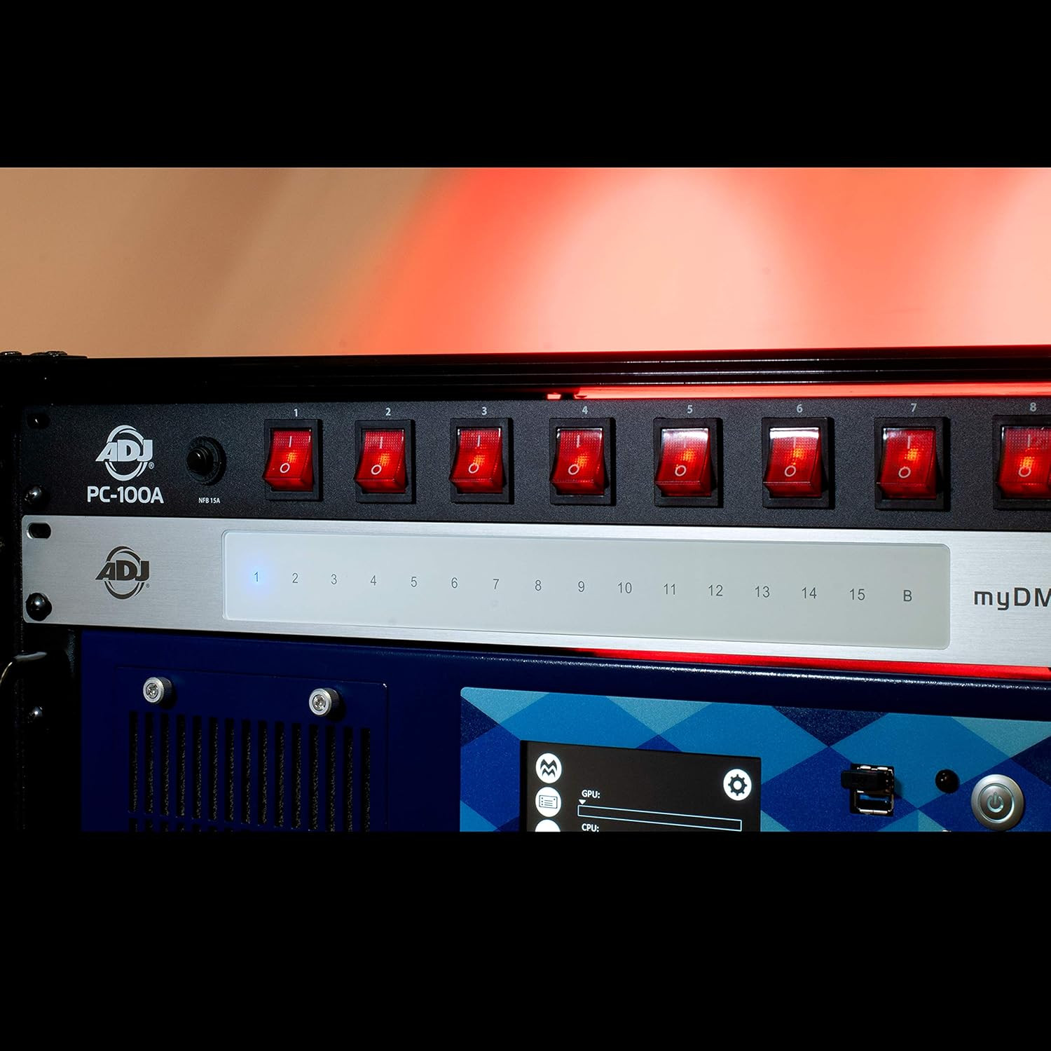 PC100A Power Strip Single Rack Space Unit with 8 on off Lighted Toggle Switches