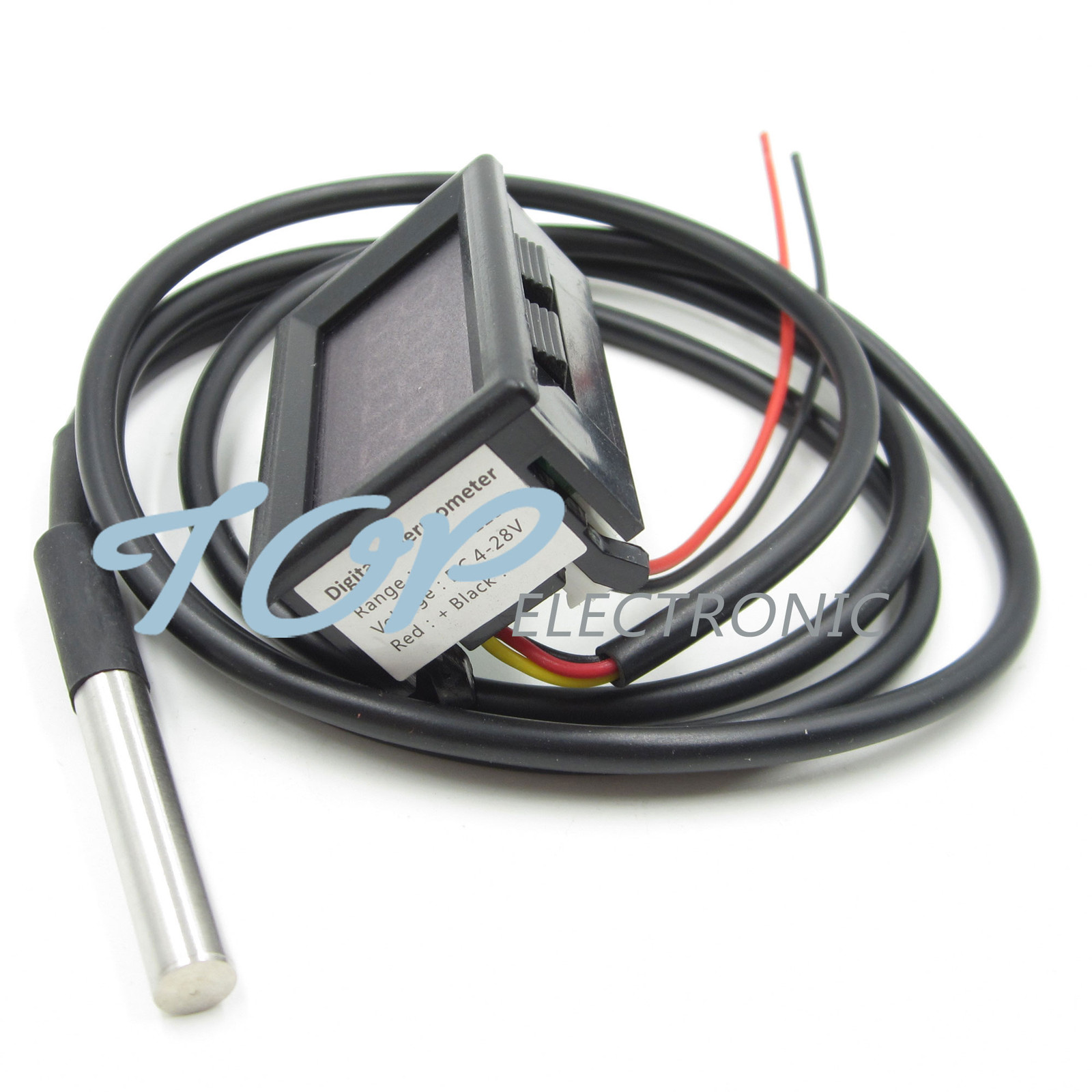 Red LED Digital Car Temperature Meter Thermometer DS18B20 Sensor -55-125°C