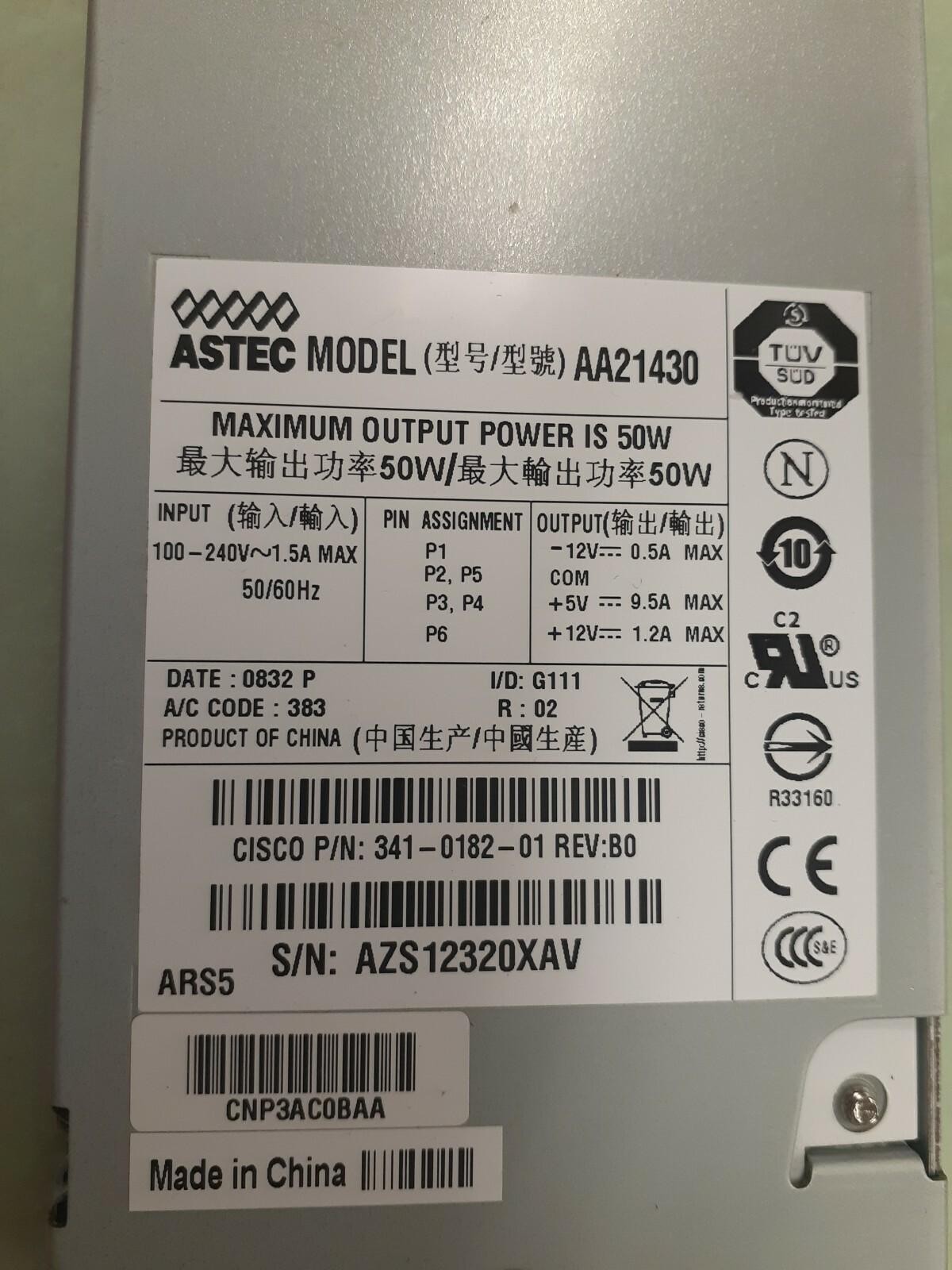 ASTEC AA21430 50W CISCO 34-1609-02 REV B0