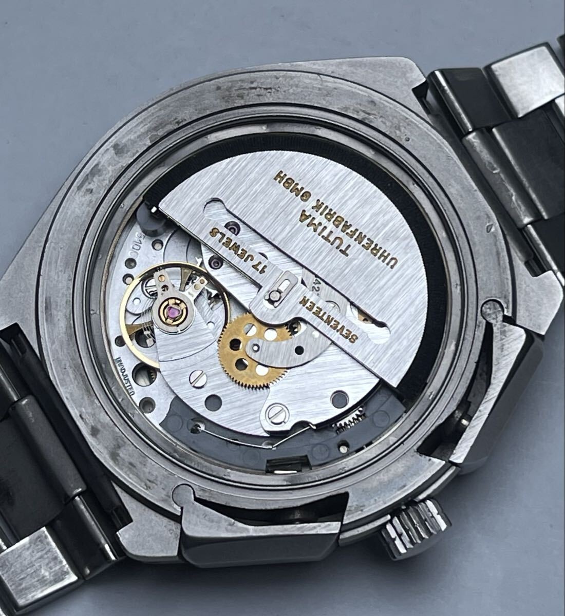 Tutima Watch Military Chronograph 798-02 Cal.5100 Stainless Steel Black Dial