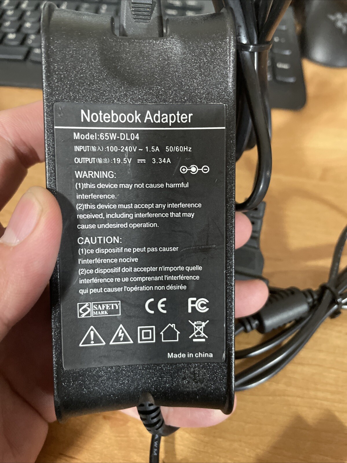 Laptop AC 65W-DL04 19.5V DC 3.34A Power Adapter Cord