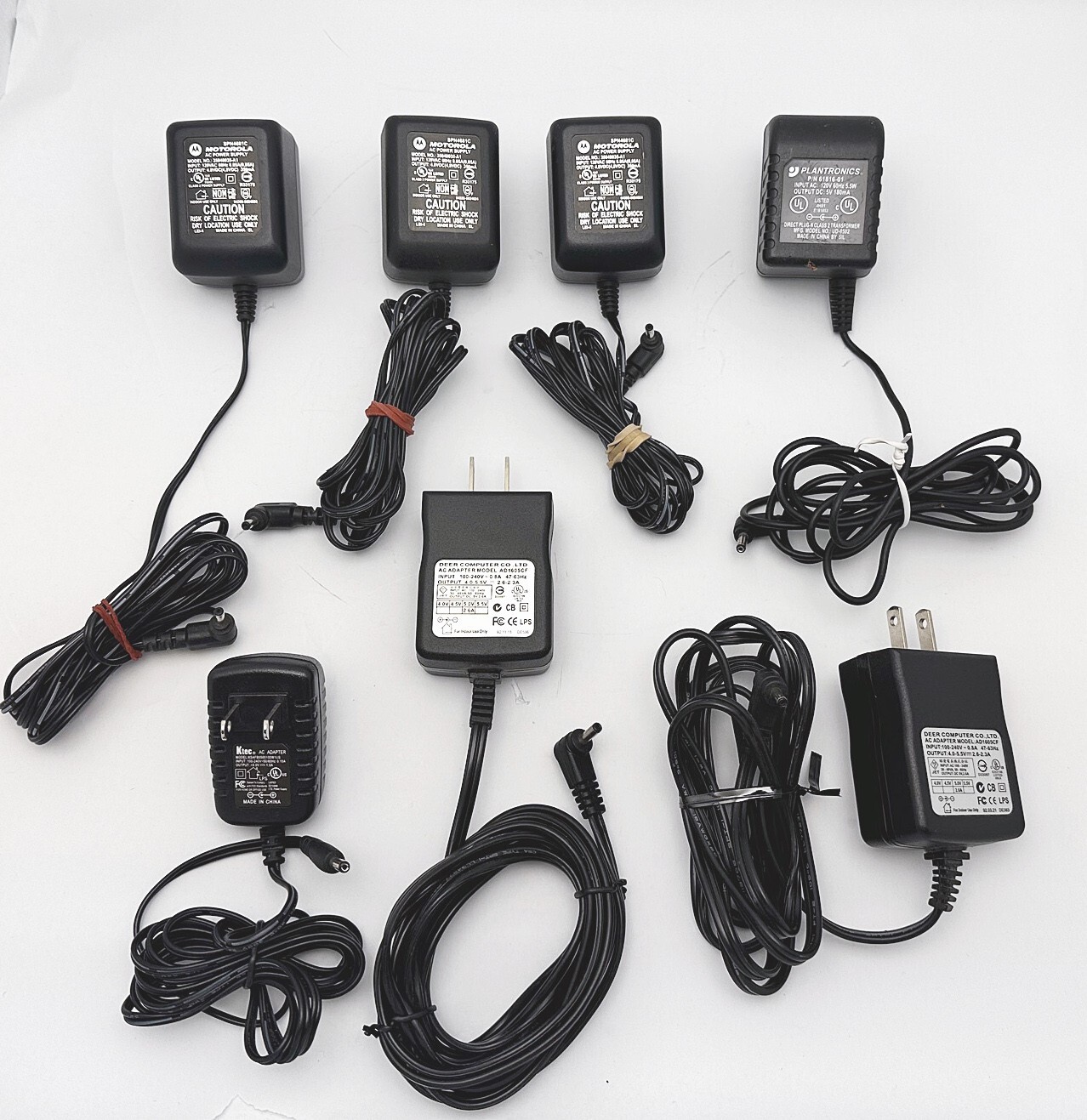 Mixed Lot 7pcs: Motorola Deer Plantronics Ktec AC 4.8V-5.5V Power Adapters