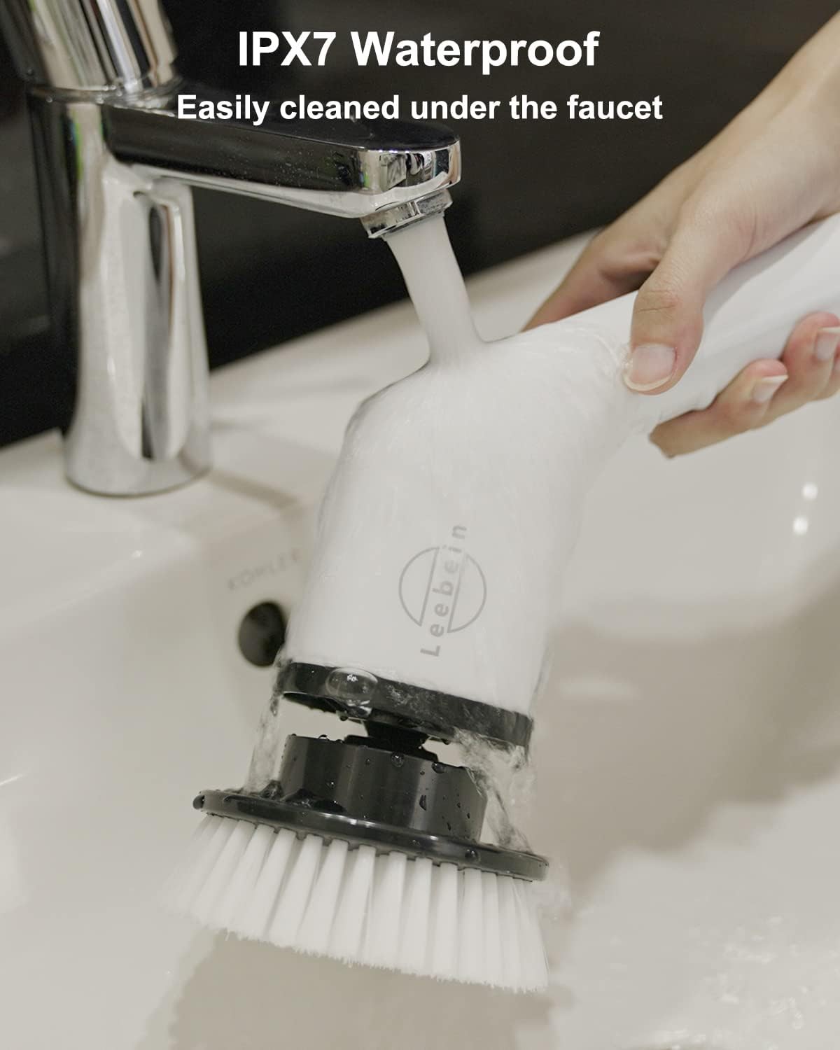 Leebein Electric Spin Scrubber, Cordless, 8 Heads, Dual Speed, Extendable