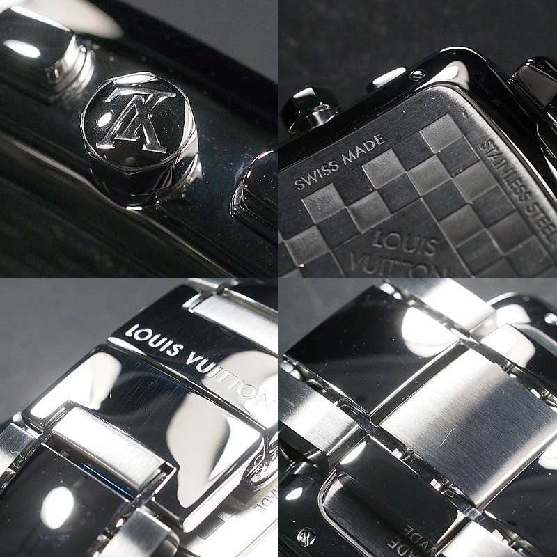 LOUIS VUITTON Watch Speedy Q2121 Chronograph Damier Bracelet Ice Blue Dial SS