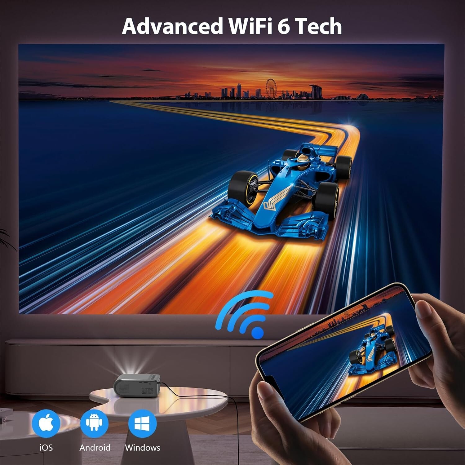 Mini Projector for Outdoor Portable Projectors,SmartPhone Screen Can be Mirrored