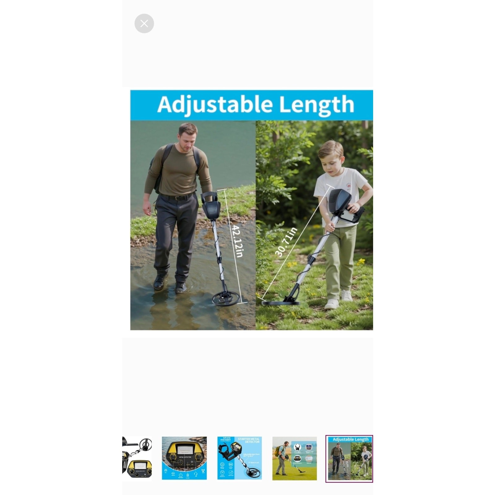 Metal Detector Lightweight 2.8lbs with 8″ Search Gold & Coins with Headphones –