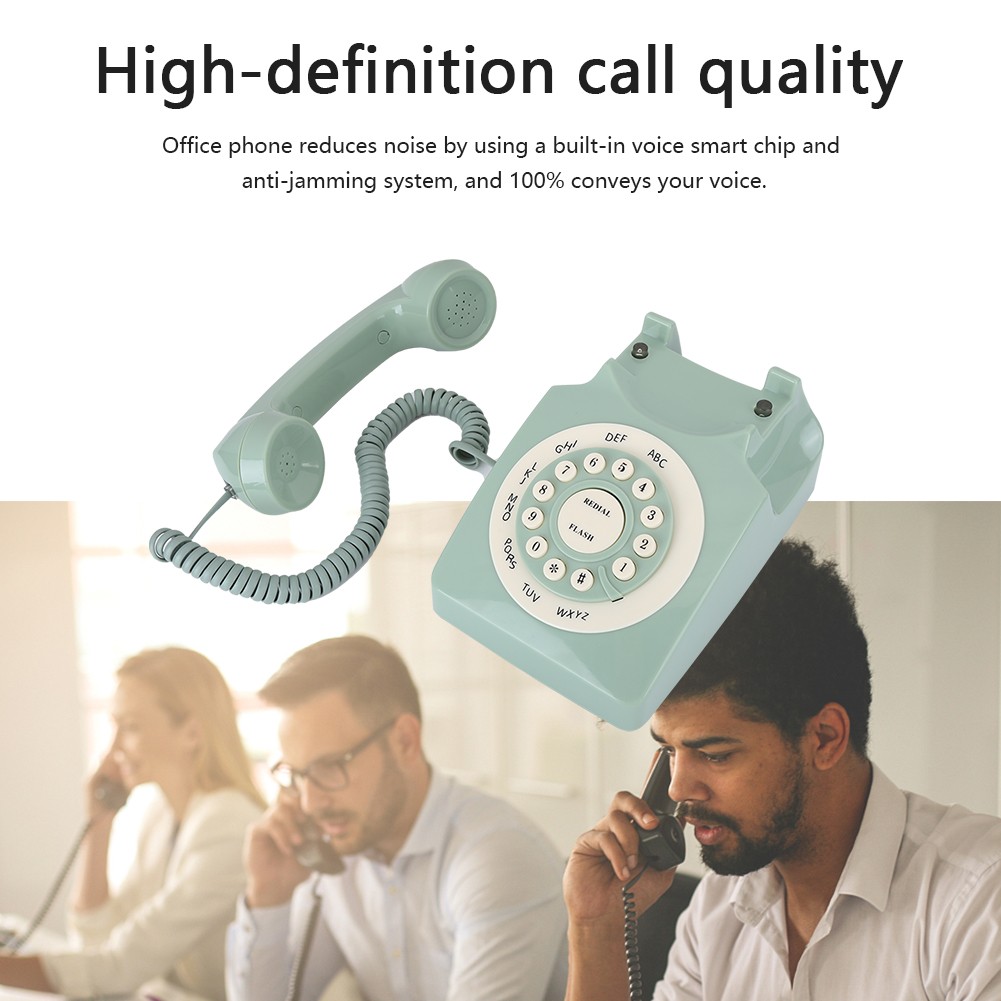 Antique Green Telephone Vintage Style High Definition Call For Home Office