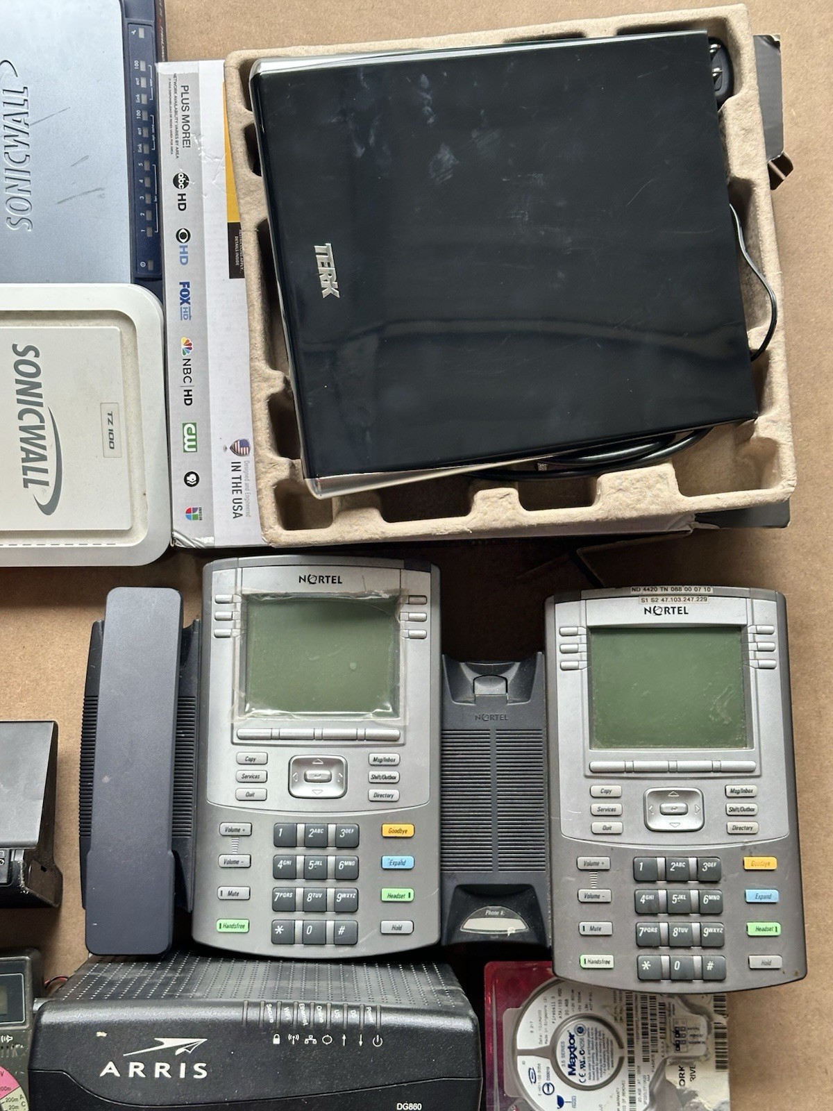 Electronics Mixed Lot Untested SonicWall Nortel Cisco Arris HDD Multimeter Etc