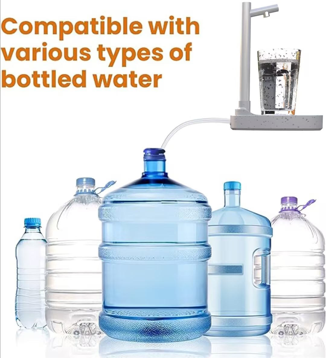 Added Extension Tupe Water Dispenser Automatic Water Bottle Desktop Rechargeable