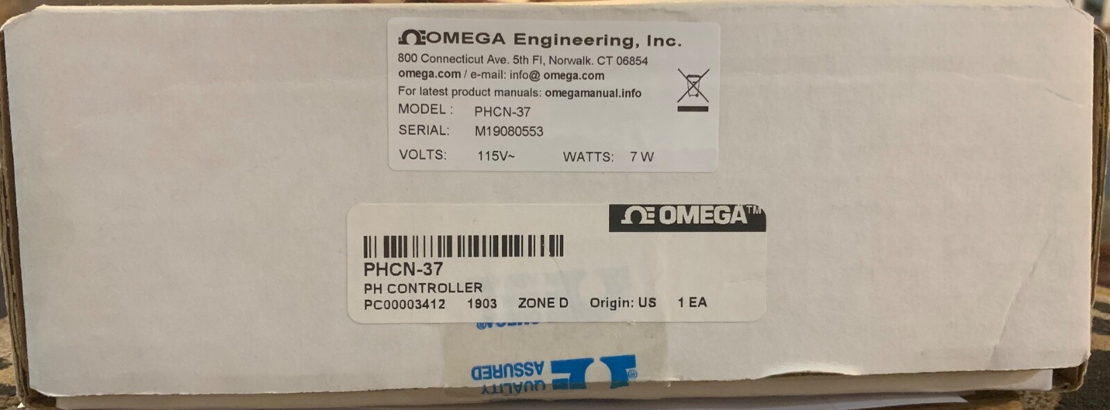 omega PHCN-37 ph Controller, 115VAC
