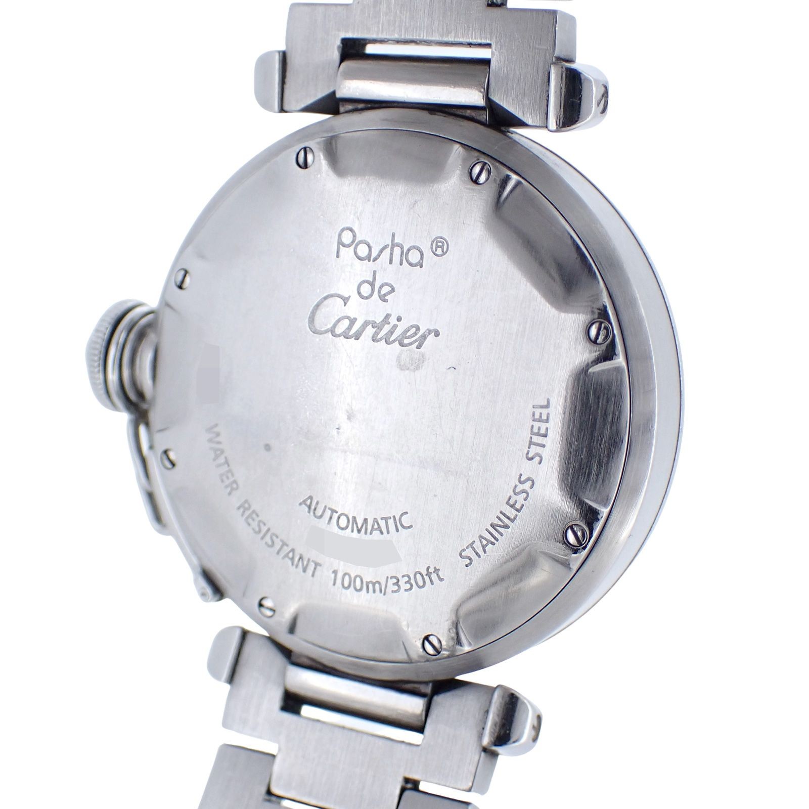 Cartier Watch Pasha C Silver Black Dial W31043M7 SS Automatic Men Women Unisex