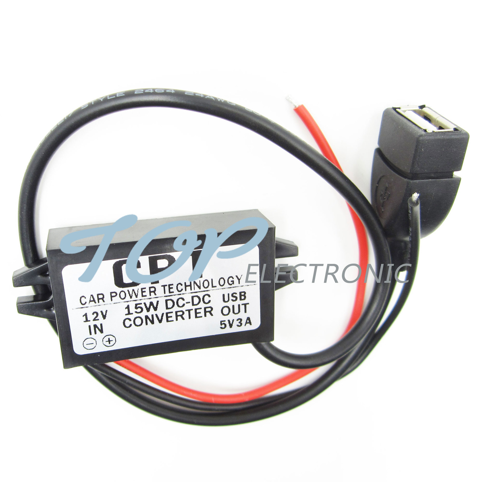DC-DC 12V To 5V Converter Step Down Module USB Output Power Adapter 3A 15W