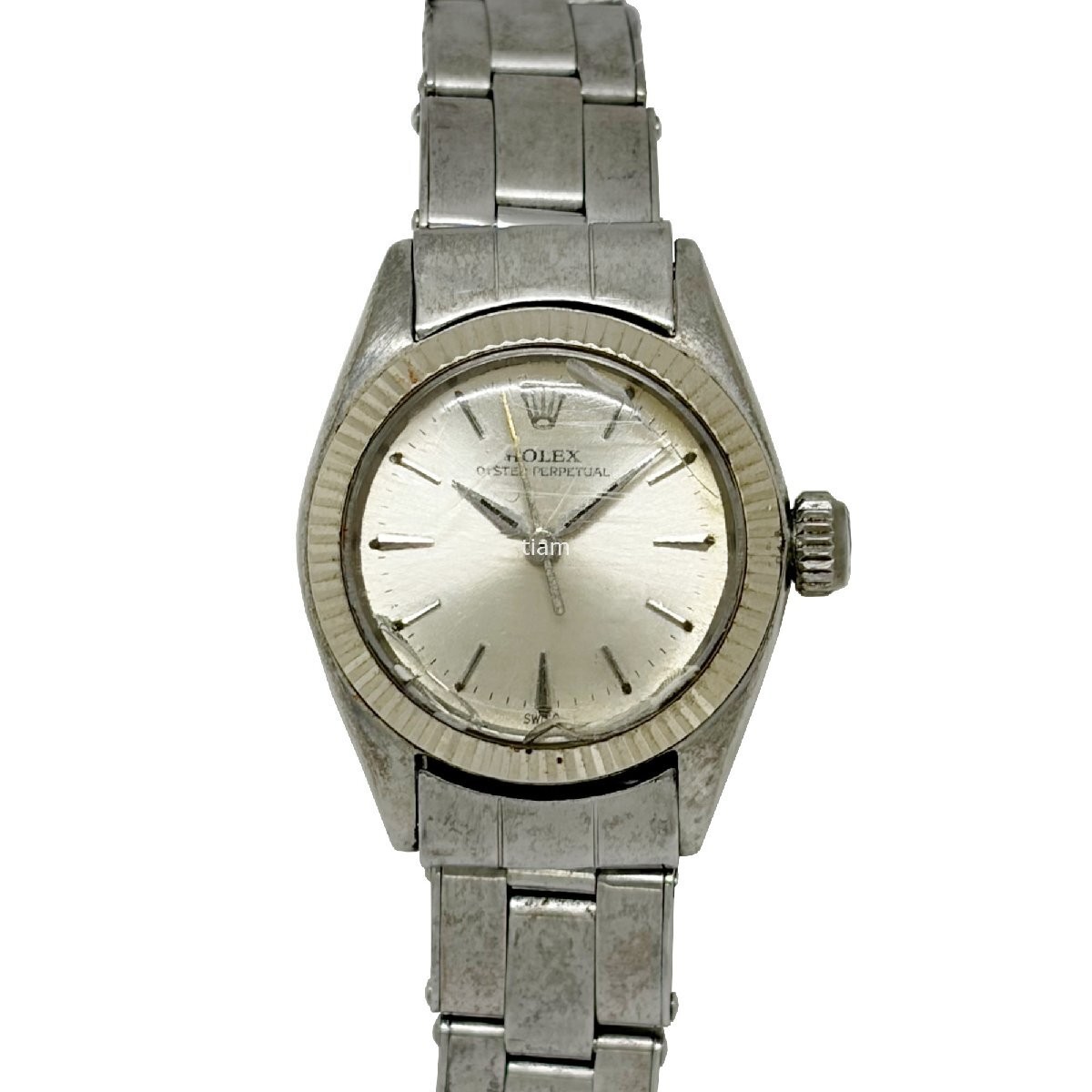 ROLEX 6619 Oyster Perpetual 1963 Automatic White Gold SS Silver