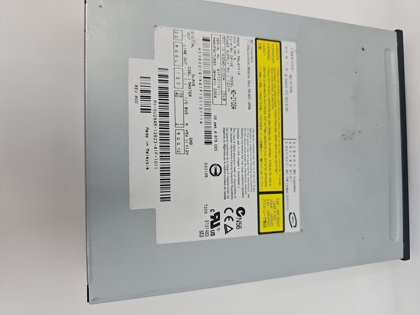 NEC ND-2100A DVDRW Disk Drive Black IDE – Not Tested
