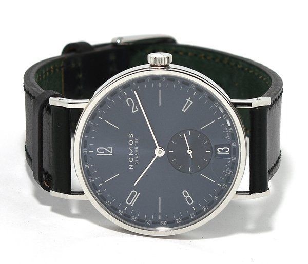 NOMOS Glashütte Tangente 2-Date Steel Manual Blue Dial Leather NM136 Men’s Watc