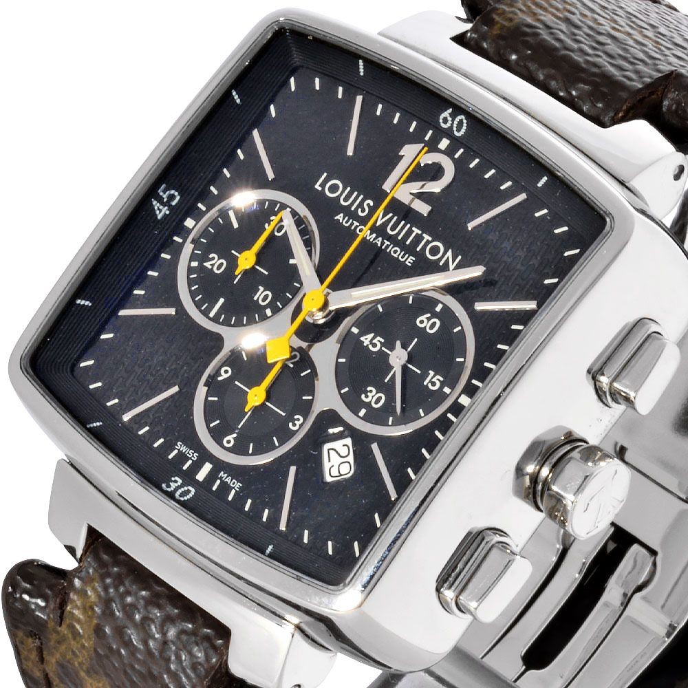 LOUIS VUITTON Watch Speedy Q212G Navy Dial Chronograph Square Monogram w/Box