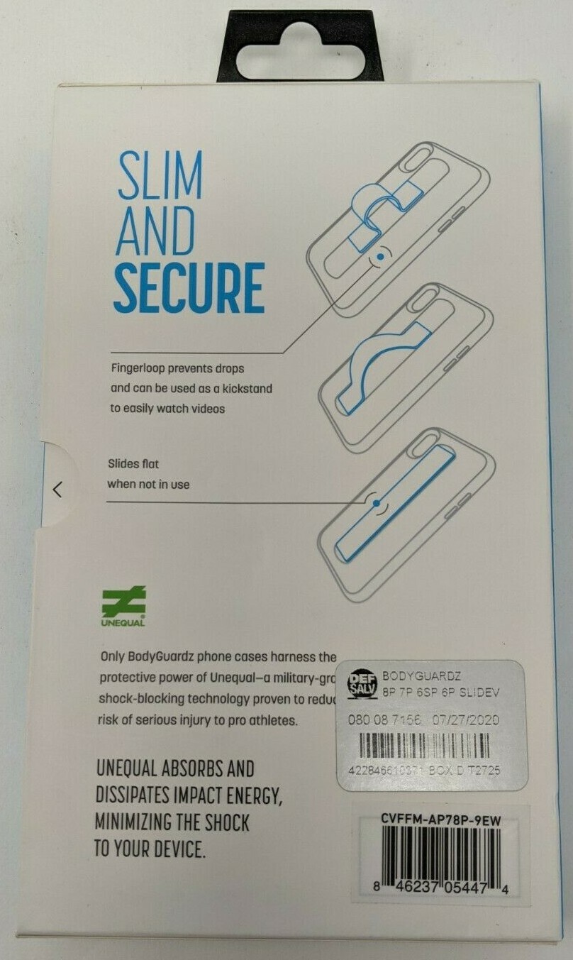 Bodyguardz: Slidevue (New, Clear/Mint, iPhone 7+/8+, Fingerroop and Kickstand)