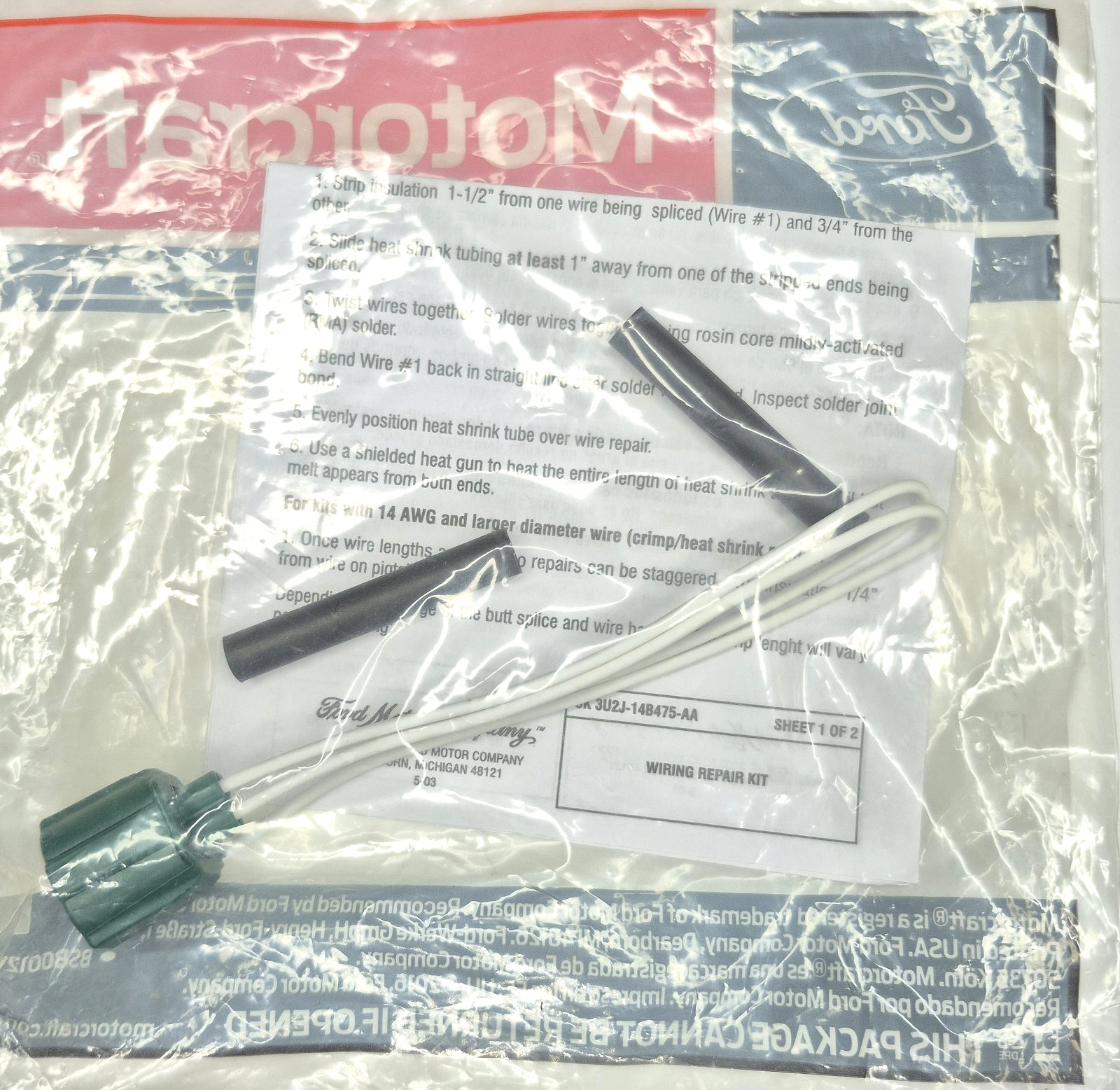 Ford Wire Pigtail Assembly 3U2Z14S411BA / Motorcraft WPT-410 *New / Sealed*