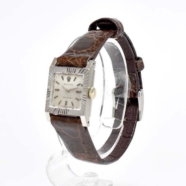 Rolex Watch Precision 2157 18K White Gold K18WG Leather Manual Winding Women’s