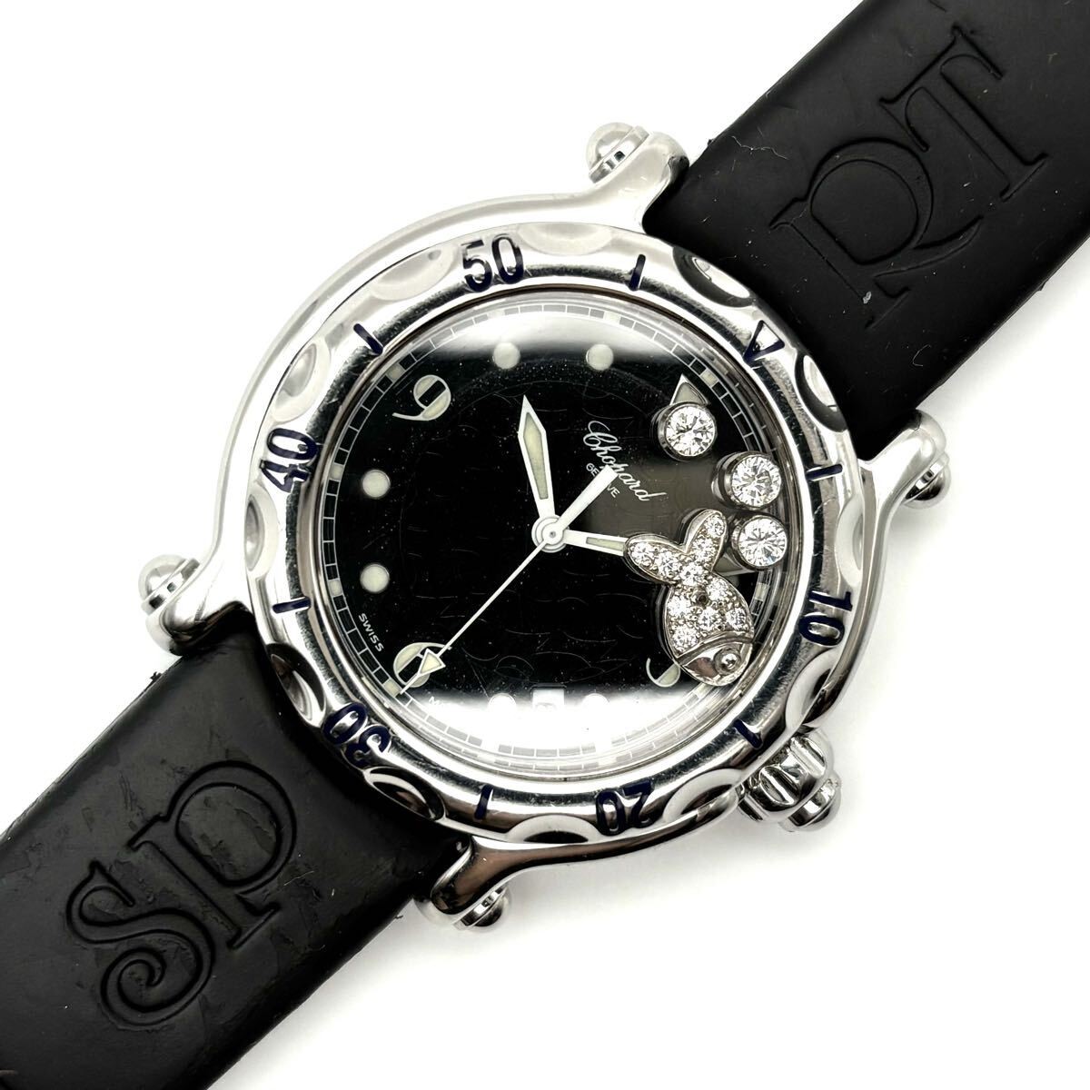 Chopard Happy-Sport Happy-Fish 28/8347 BlackｘSilver Quartz Date Men’s 3-diamon