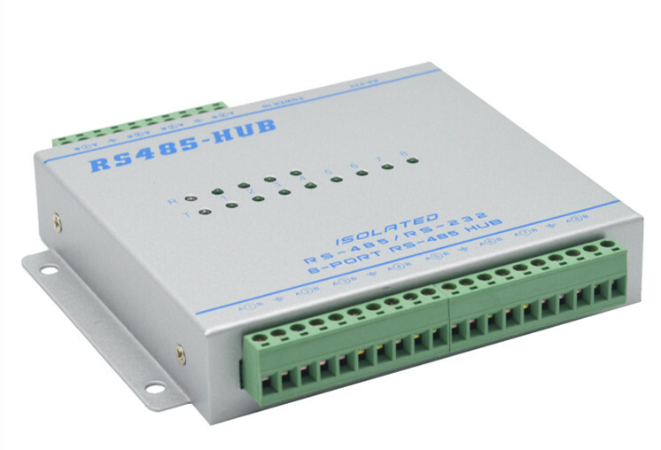 Enhanced Isolated Bidirectional 1-way RS232/485 To 8-channel RS485 Hub Repeater