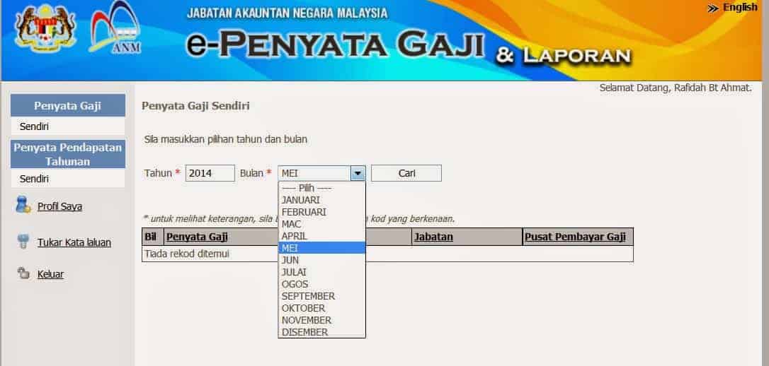 Jabatan akauntan negara malaysia e-penyata gaji