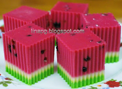 Puding Tembikai Mudah dan Sedap Lina Pg